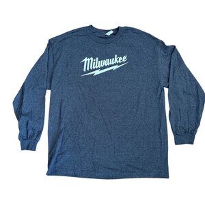 Milwaukee Tools Shirt Mens XL Long Sleeve Graphic T-Shirt American Apparel Gray